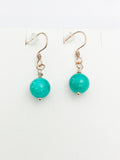 Rose Gold Jade Earrings, Stainless Steel Hook