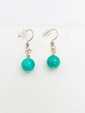 Rose Gold Jade Earrings, Stainless Steel Hook