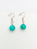 Rose Gold Jade Earrings, Stainless Steel Hook