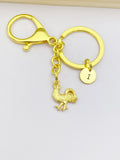 Silver or Gold Chicken Rooster Charm Keychain Farmer Gifts Ideas Personalized Customized Made to Order Jewelry, AN782