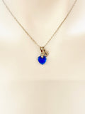 Silver or Gold Heart Blue Sapphire Charm Necklace September Birthday Mother's Day Gifts Ideas Personalized Customized Made to Order N73