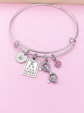 Eye Chart Glasses Charm Bangle Bracelet, Optometrist Gift, Personalized Initial