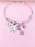 Eye Chart Glasses Charm Bangle Bracelet, Optometrist Gift, Personalized Initial