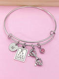Eye Chart Glasses Charm Bangle Bracelet, Optometrist Gift, Personalized Initial