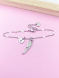 Silver Guardian Angel Wing Charm Bracelet Guardian Angel Gift Ideas Personalized Customized Made to Order Jewelry, N5544