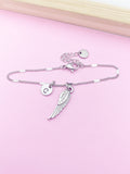 Silver Guardian Angel Wing Charm Bracelet Guardian Angel Gift Ideas Personalized Customized Made to Order Jewelry, N5544