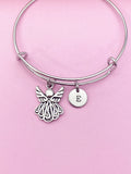 Silver Guardian Angel Charm Bracelet Guardian Angel Gifts Ideas Personalized Customized Made to Order Jewelry, AN1705