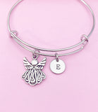 Silver Guardian Angel Charm Bracelet Guardian Angel Gifts Ideas Personalized Customized Made to Order Jewelry, AN1705
