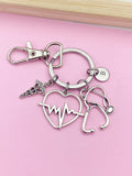 Cardiologist Keychain Silver Heartbeats Stethoscope Caduceus Medical School Cardiology Gifts Ideas, N5547