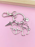 Cardiologist Keychain Silver Heartbeats Stethoscope Caduceus Medical School Cardiology Gifts Ideas, N5547