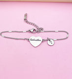 Stainless Steel Godmother Heart Charm Bracelet Godmother Jewelry Mother's Day Gift for Godmother from Goddaughter Gift, D446