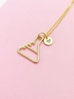 Gold Beaker Charm Necklace Personalized Customized Monogram Made to Order Jewelry, N5410