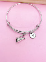 Silver Cheerleader Megaphone Charm Bracelet Personalize Customize Charm Bracelet, N1282