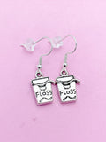 Silver Floss Earrings, DH Graduation Dentist Jewelry Earrings, Dentist Floss Charm, Dentist Earrings, DH DA Gifts, N2934