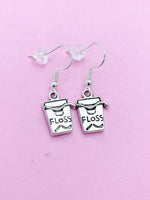 Silver Floss Earrings, DH Graduation Dentist Jewelry Earrings, Dentist Floss Charm, Dentist Earrings, DH DA Gifts, N2934
