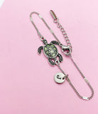 Silver Sea Turtle Bracelet Green Sea Turtle Charm Personized Customize Charm Bracelet, N4977