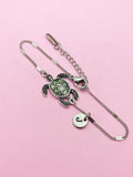 Green Sea Turtle Charm Bracelet • Ocean Inspired Jewelry • Dainty Nature Bracelet, N4977