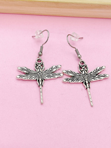 Silver Dragonfly Charm Earrings, BN56