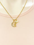 Gold Dreaming Fairy and Moon Charm Necklace Birthday Mother's Day Gifts Ideas Personalized Customized Made to Order, N3551