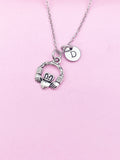 Silver Hand Heart Crown Claddagh Charm Necklace Personalized Customized Monogram Made to Order Jewelry, AN5436