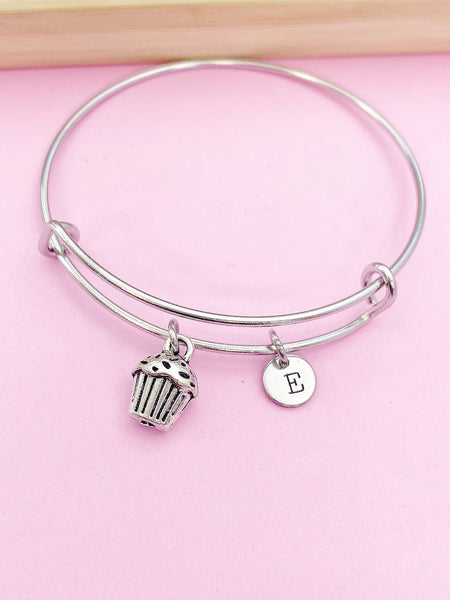 Silver Cupcake Baker Charm Bracelet Berkery Shop Gifts Ideas Personalized Customized Made to Order Jewelry, CN219