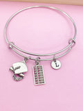 Silver Abacus Graduation Cap Charm Bracelet Bookkeeping Gifts Ideas Personalized Customized Made to Order Jewelry, BN1500