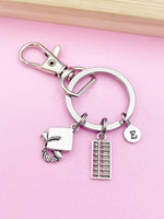 Silver Abacus Graduation Cap Charm Keychain Bookkeeping Gifts Ideas Personalized Customized Made to Order Jewelry, CN1500