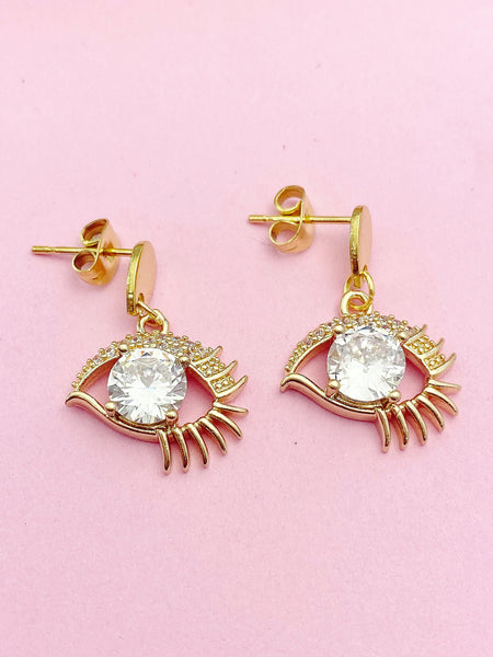 Gold Beauty Eye Charm Earrings Optician Optometrists Ophthalmologists Paraoptometric Orthoptist Gifts Ideas N4155