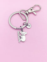 Silver Koala Animal Charm Keychain Wildlife Biologist Zoologist Gifts Ideas Personalized Jewelry, AN1512