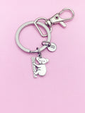 Silver Koala Animal Charm Keychain Wildlife Biologist Zoologist Gifts Ideas Personalized Jewelry, AN1512