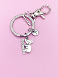 Silver Koala Animal Charm Keychain Wildlife Biologist Zoologist Gifts Ideas Personalized Jewelry, AN1512