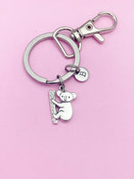 Silver Koala Animal Charm Keychain Wildlife Biologist Zoologist Gifts Ideas Personalized Jewelry, AN1512
