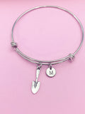 Shovel Charm Bangle Bracelet, Initial, Gardening Gift, N221