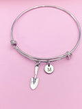 Shovel Charm Bangle Bracelet, Initial, Gardening Gift, N221