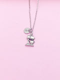 Kitchen Mixer Charm Necklace, Personalized Initial, Baker Gift
