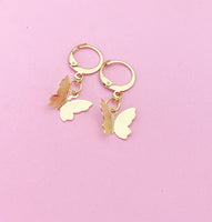 Gold Butterfly Charm Earrings Spring Teens Birthday Mother's Day Gifts Ideas Personalized Customized Made to Order, N2710