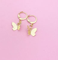 Gold Butterfly Charm Earrings Spring Teens Birthday Mother's Day Gifts Ideas Personalized Customized Made to Order, N2710