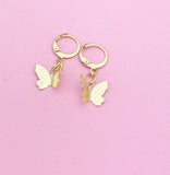 Gold Butterfly Charm Earrings Spring Teens Birthday Mother's Day Gifts Ideas Personalized Customized Made to Order, N2710