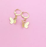 Gold Butterfly Charm Earrings Spring Teens Birthday Mother's Day Gifts Ideas Personalized Customized Made to Order, N2710