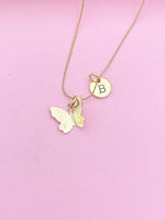 Gold Butterfly Charm Necklace Sister Birthday Mother's Day Gifts Ideas Personalized Customized Made to Order, N2710D