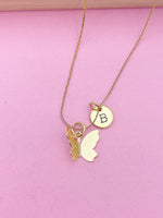 Gold Butterfly Charm Necklace Sister Birthday Mother's Day Gifts Ideas Personalized Customized Made to Order, N2710D