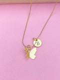 Gold Butterfly Charm Necklace Sister Birthday Mother's Day Gifts Ideas Personalized Customized Made to Order, N2710D