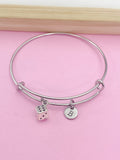 Dice Charm Bangle Bracelet, Personalized Initial, Bunco Gift