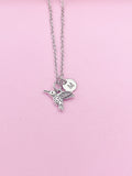Silver Hummingbird Charm Necklace Bird Watcher Ornithologists Zoology Gifts Ideas Personalized Customized Made to Order, N5552