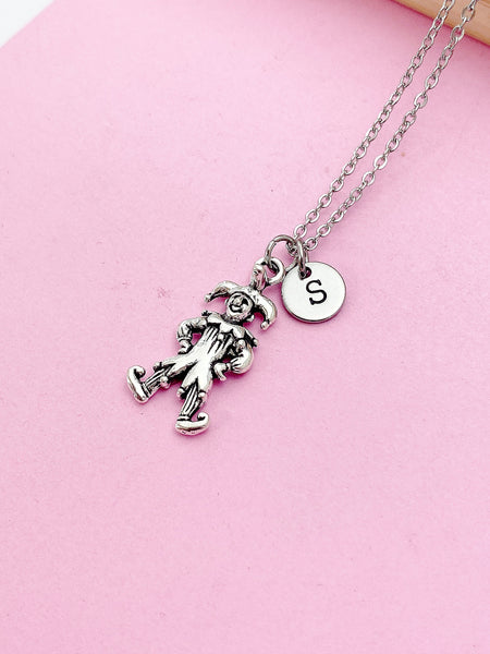 Silver Jester Charm Necklace Joker Personalized Customized Charm Necklace, N771