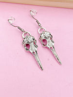 Halloween Raven Crow Bird Earrings Bird Charm Dangle Earrings Silver Earrings Gothic Jewelry