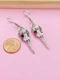 Halloween Raven Crow Bird Earrings Bird Charm Dangle Earrings Silver Earrings Gothic Jewelry