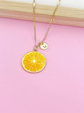 Gold Lemon Charm Necklace, Orange Slice Charm, Orange Charm, Fruit Food Charm, Foodie Gift, Personalized Gift, N26