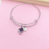 Silver Grand Piano Charm Bracelet, Personalized Initial