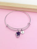 Silver Grand Piano Charm Bracelet, Personalized Initial